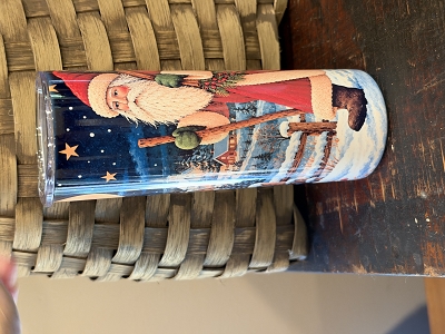 Folk Art Santa w/ GIfts Christmas 20oz Insulated Drink Skinny Tumbler Cup